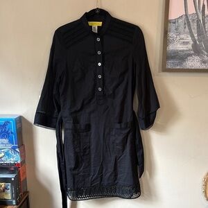 ❤️FINAL SALE❤️ Catherine Malandrino Black Tie-Waist Eyelet Mini Dress Size 6